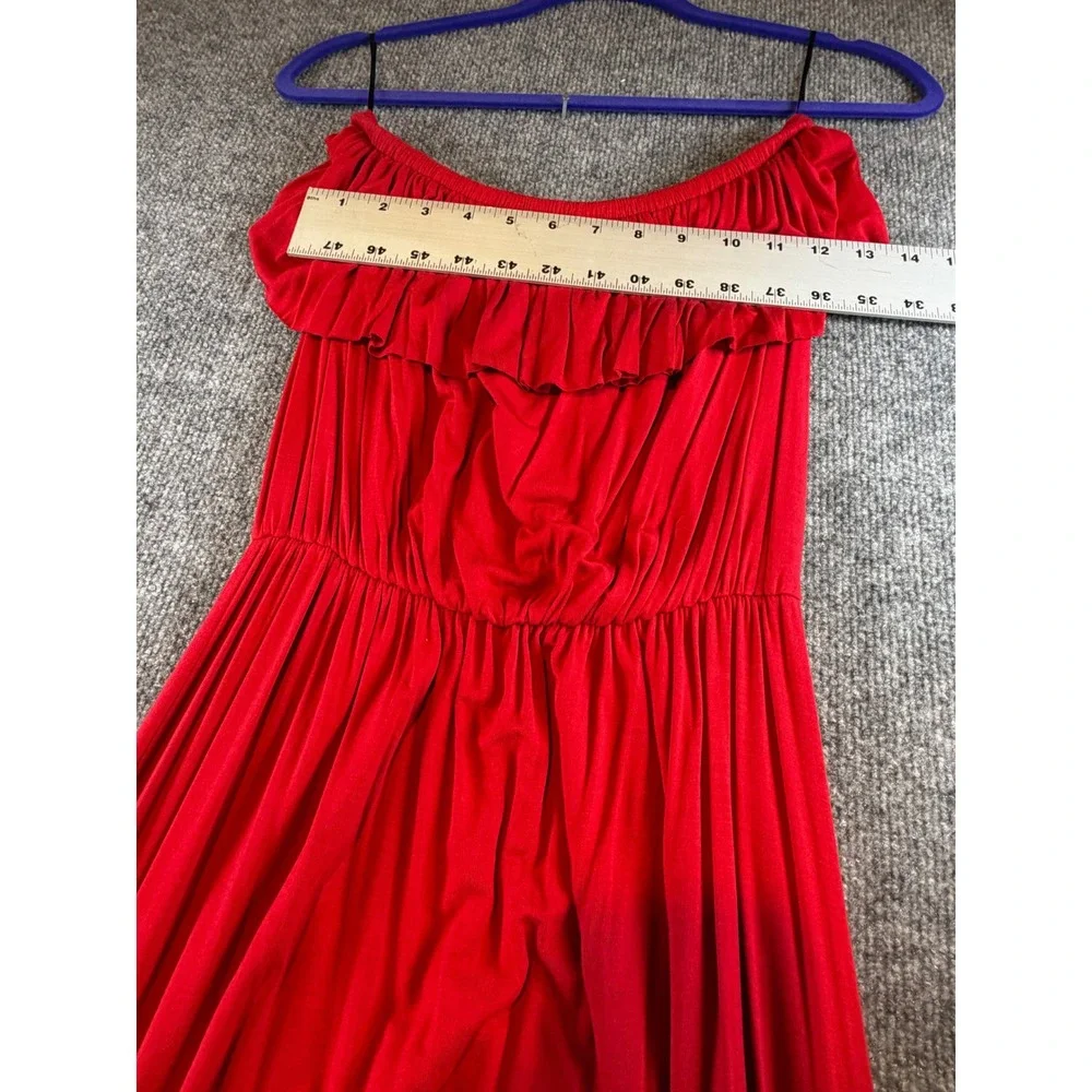 Felicity & Coco Faria Red Ruffle Off Shoulder High-Low Maxi Dress Small NWT